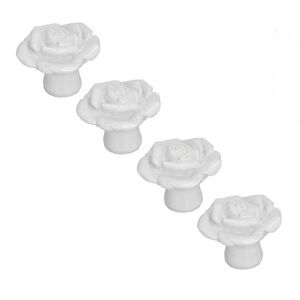 Ceramic Rose Cabinet/Drawer/Door Pulls Handles White SET OF 4